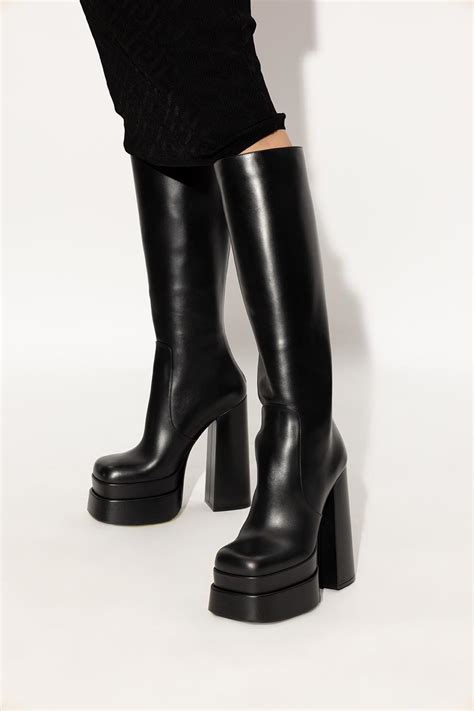 versace black platform boots